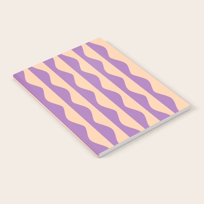 Retro Wavy Lines Pattern in Purple & Peach Notebook Gallery Image 1
