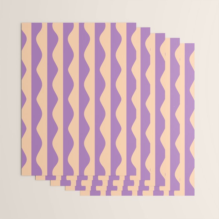 Retro Wavy Lines Pattern in Purple & Peach Wrapping Paper Gallery Image 3