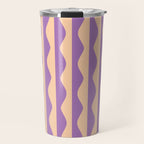 Retro Wavy Lines Pattern in Purple & Peach Travel Mug Gallery Image 1