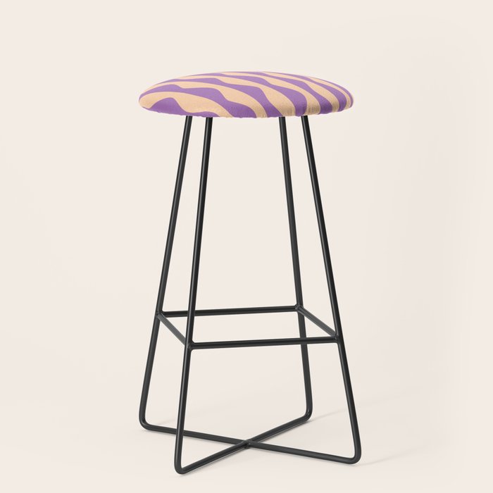 Retro Wavy Lines Pattern in Purple & Peach Stool Gallery Image 1