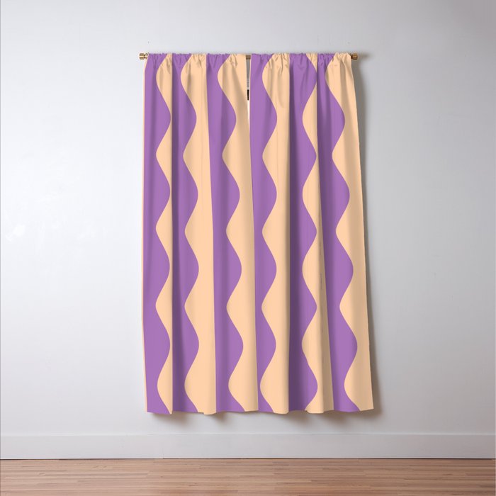 Retro Wavy Lines Pattern in Purple & Peach Window Curtain Gallery Image 3