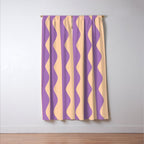 Retro Wavy Lines Pattern in Purple & Peach Window Curtain Gallery Image 3