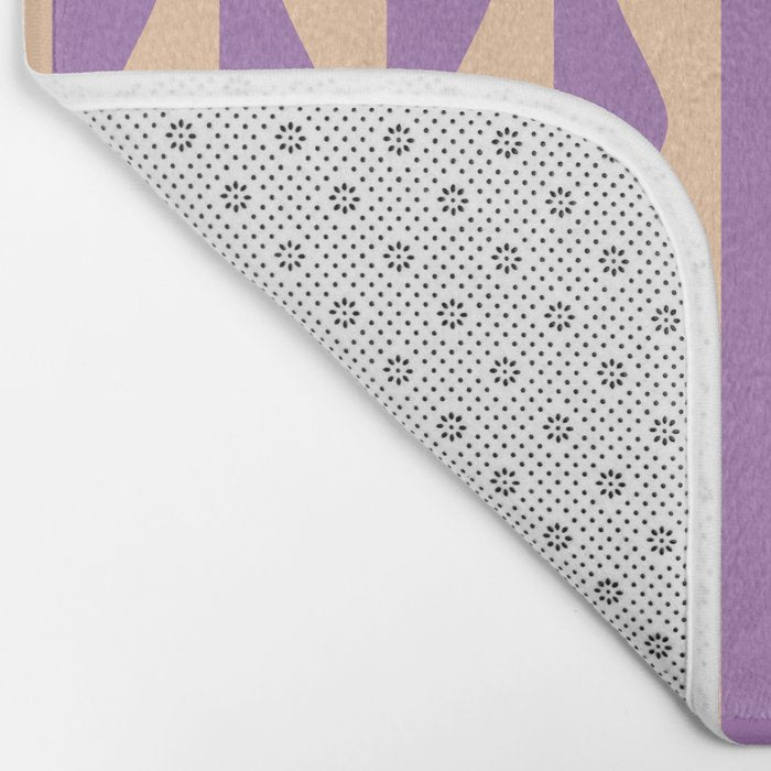 Retro Wavy Lines Pattern in Purple & Peach Bath Mat Gallery Image 2