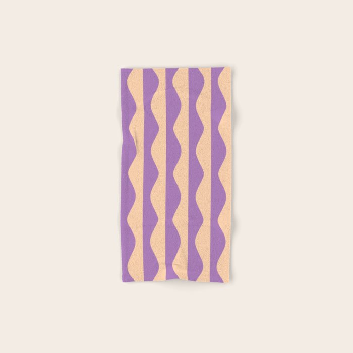 Retro Wavy Lines Pattern in Purple & Peach Bath Towel Gallery Image 1