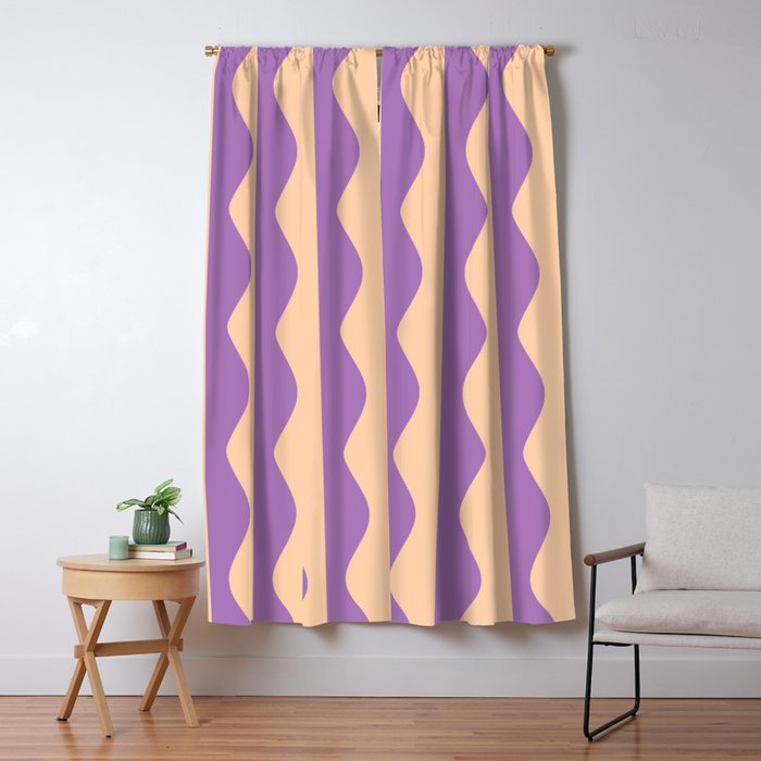 Retro Wavy Lines Pattern in Purple & Peach Window Curtain Gallery Image 5