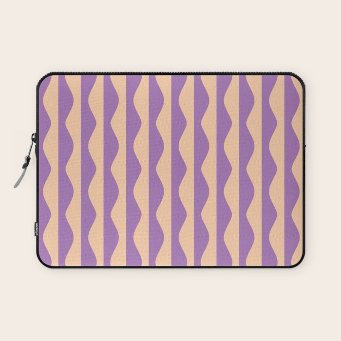 Retro Wavy Lines Pattern in Purple & Peach Laptop Sleeve Gallery Image 1