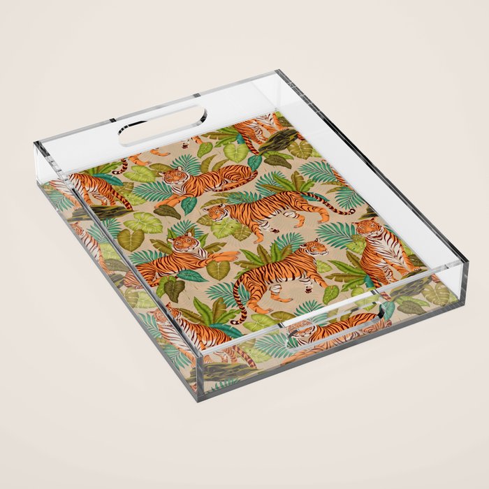 Jungle Tigers In Sand Brown Acrylic Tray Gallery Image 1