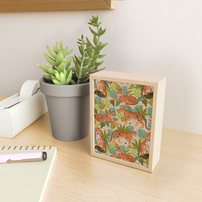 Jungle Tigers In Sand Brown Mini Art Print Gallery Image 2