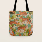 Jungle Tigers In Sand Brown Tote Bag Gallery Image 1