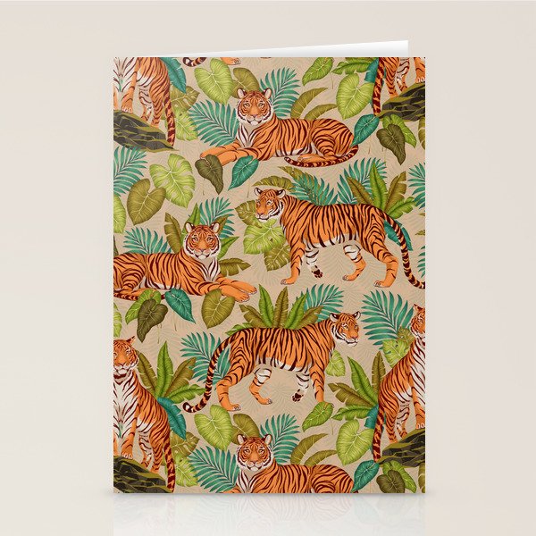 Jungle Tigers In Sand Brown Stationery Card Gallery Image 2