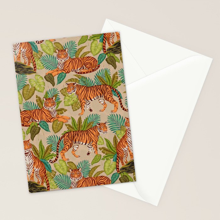 Jungle Tigers In Sand Brown Stationery Card Gallery Image 2