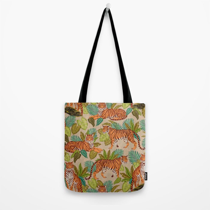 Jungle Tigers In Sand Brown Tote Bag Gallery Image 2