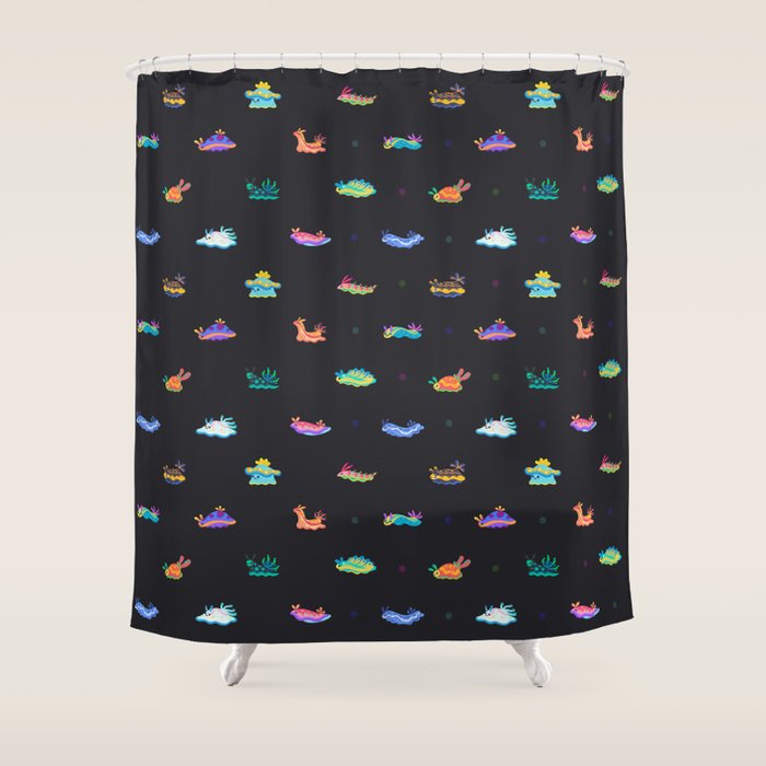 Sea slug - black Shower Curtain Gallery Image 1