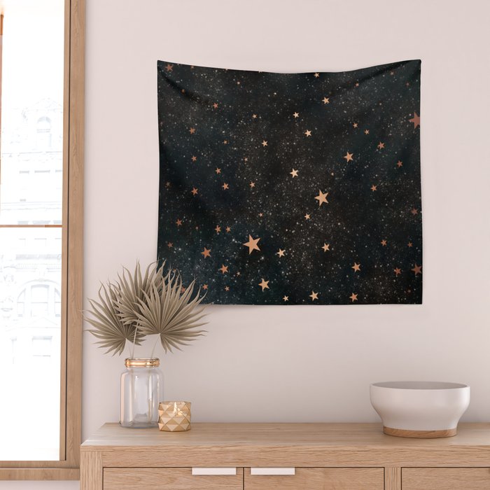 Starry winter night  Wall Tapestry Gallery Image 2