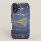 Concorde Supersonic Airliner Blueprint (dark blue) iPhone Case Gallery Image 1