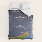 Concorde Supersonic Airliner Blueprint (dark blue) Comforter Gallery Image 6