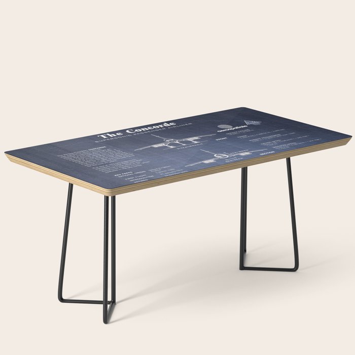 Concorde Supersonic Airliner Blueprint (dark blue) Coffee Table Gallery Image 1