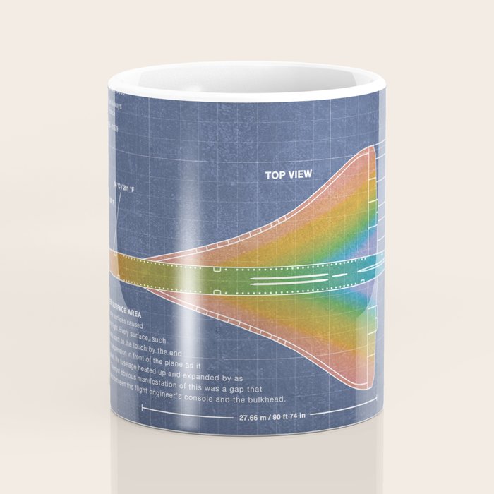 Concorde Supersonic Airliner Blueprint (dark blue) Coffee Mug Gallery Image 4