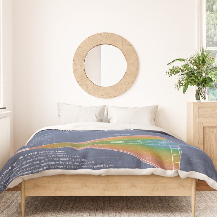 Concorde Supersonic Airliner Blueprint (dark blue) Duvet Cover Gallery Image 3
