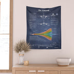 Concorde Supersonic Airliner Blueprint (dark blue) Wall Tapestry Gallery Image 2