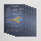 Concorde Supersonic Airliner Blueprint (dark blue) Wrapping Paper Gallery Image 3