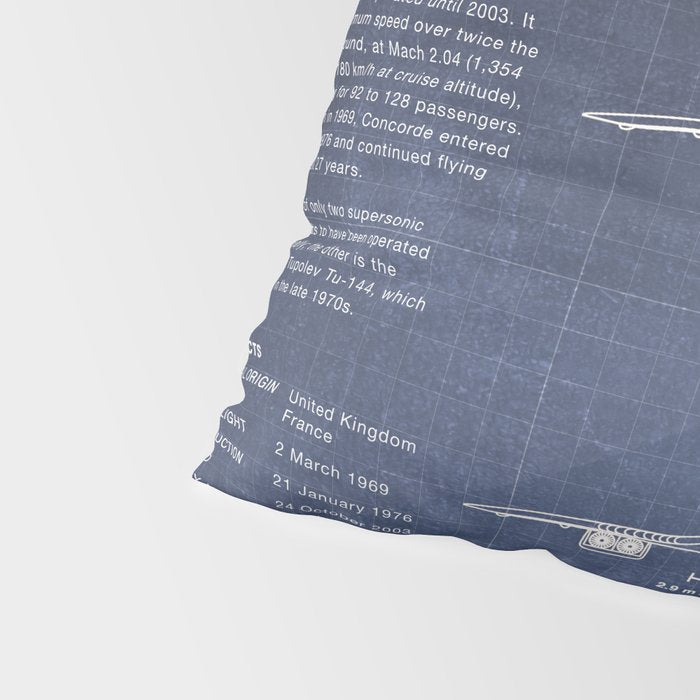 Concorde Supersonic Airliner Blueprint (dark blue) Pillow Sham Gallery Image 4