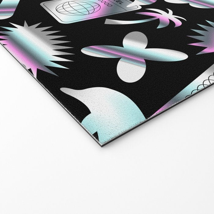 Trendy holographic y2k sticker pattern Welcome Mat Gallery Image 2