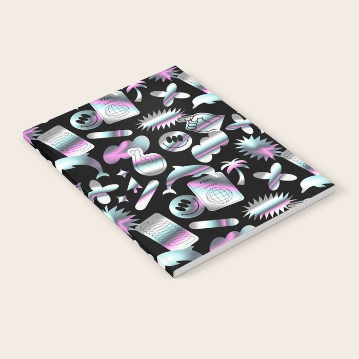 Trendy holographic y2k sticker pattern Notebook Gallery Image 2