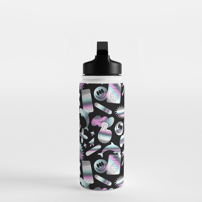 Trendy holographic y2k sticker pattern Water Bottle Gallery Image 3