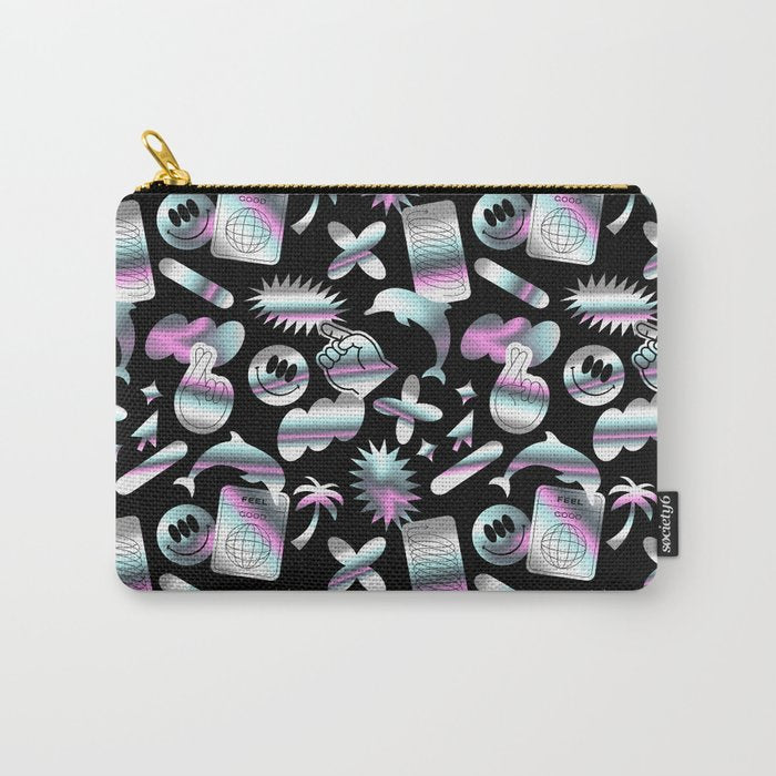 Trendy holographic y2k sticker pattern Carry All Pouch Gallery Image 1