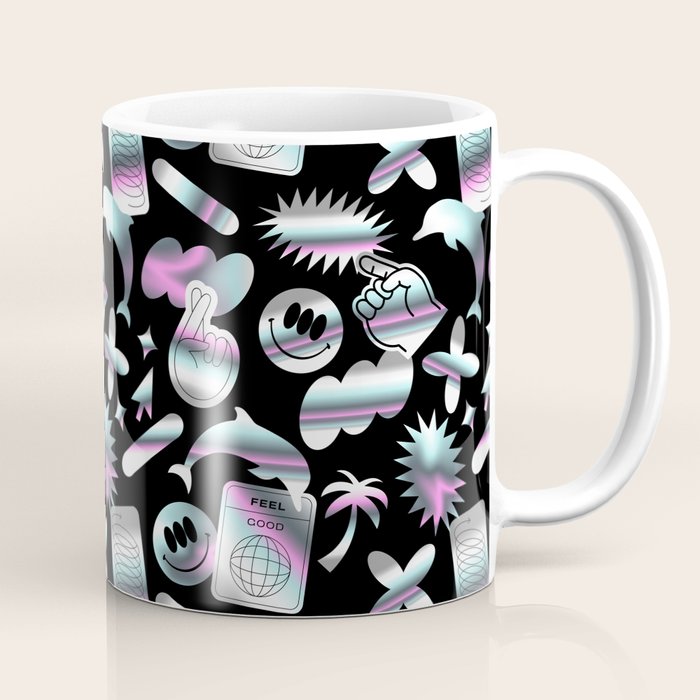 Trendy holographic y2k sticker pattern Coffee Mug Gallery Image 1