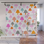 Whimsi Retro Abstract Mushrooms in Rainbow colours Wall Mural Gallery Image 1