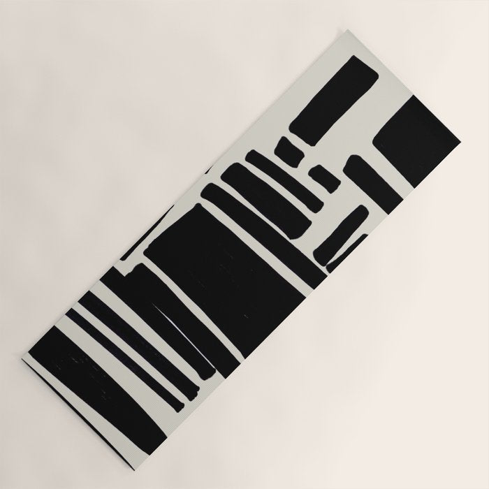 Black & White Minimalist Abstract Shapes Patterns Black Ink Painting Yoga Mat Gallery Image 1
