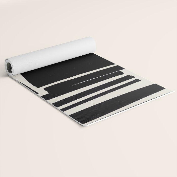 Black & White Minimalist Abstract Shapes Patterns Black Ink Painting Yoga Mat Gallery Image 2