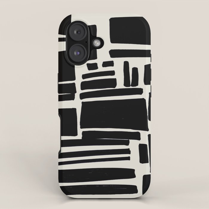 Black & White Minimalist Abstract Shapes Patterns Black Ink Painting iPhone Case Gallery Image 1