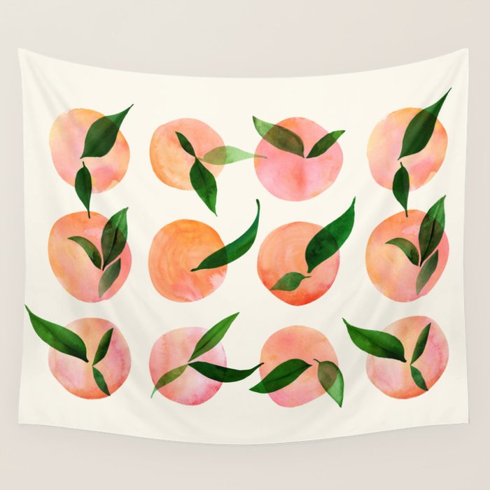 Abstract Watercolor Fruit Shapes Wall Tapestry Gallery Image 4