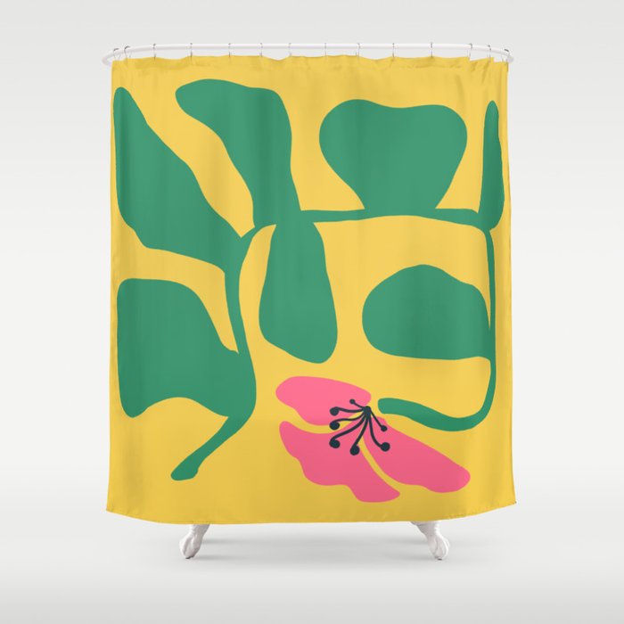 Midcentury Hibiscus 2 Shower Curtain Gallery Image 1