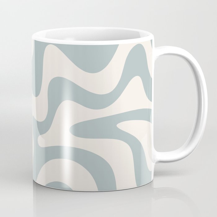 Liquid Swirl Retro Abstract Pattern in Light Blue-Gray and Cream Coffee Mug Gallery Image 1