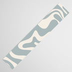 Liquid Swirl Retro Abstract Pattern in Light Blue-Gray and Cream Table Runner Gallery Image 3