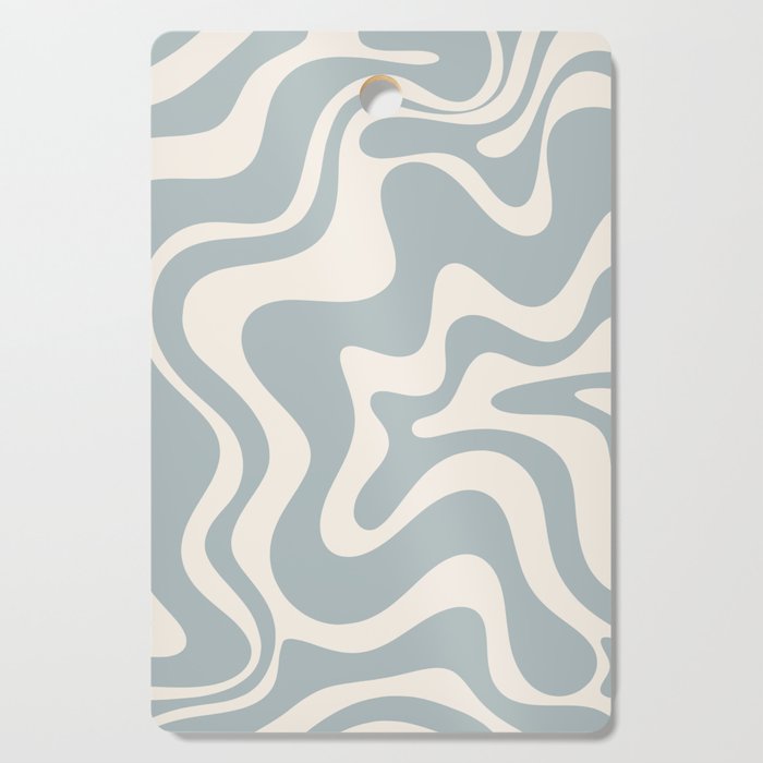 Liquid Swirl Retro Abstract Pattern in Light Blue-Gray and Cream Cutting Board Gallery Image 1
