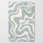 Liquid Swirl Retro Abstract Pattern in Light Blue-Gray and Cream Cutting Board Gallery Image 1
