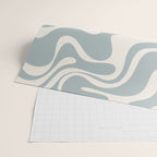 Liquid Swirl Retro Abstract Pattern in Light Blue-Gray and Cream Wrapping Paper Gallery Image 2