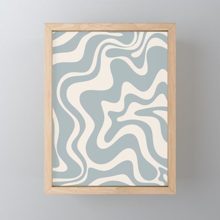Liquid Swirl Retro Abstract Pattern in Light Blue-Gray and Cream Mini Art Print Gallery Image 1