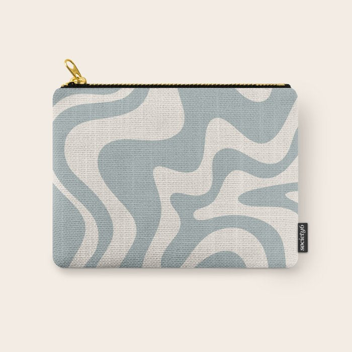 Liquid Swirl Retro Abstract Pattern in Light Blue-Gray and Cream Carry All Pouch Gallery Image 1