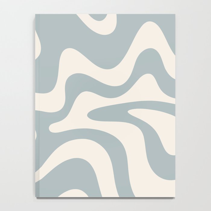 Liquid Swirl Retro Abstract Pattern in Light Blue-Gray and Cream Notebook Gallery Image 4