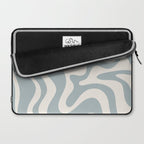 Liquid Swirl Retro Abstract Pattern in Light Blue-Gray and Cream Laptop Sleeve Gallery Image 2