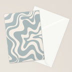 Liquid Swirl Retro Abstract Pattern in Light Blue-Gray and Cream Stationery Card Gallery Image 2