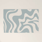 Liquid Swirl Retro Abstract Pattern in Light Blue-Gray and Cream Welcome Mat Gallery Image 1