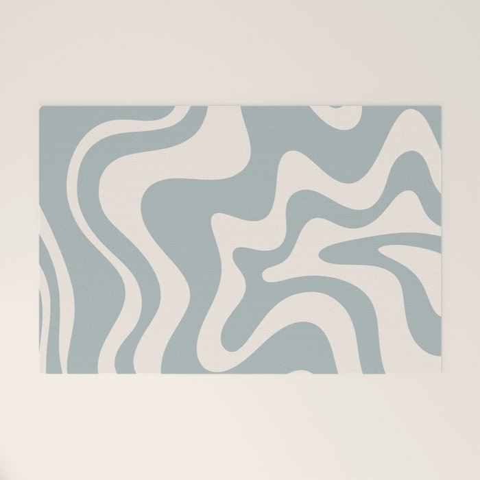 Liquid Swirl Retro Abstract Pattern in Light Blue-Gray and Cream Welcome Mat Gallery Image 1