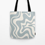 Liquid Swirl Retro Abstract Pattern in Light Blue-Gray and Cream Tote Bag Gallery Image 1